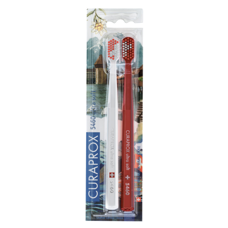 Набор зубных щеток CURAPROX CS5460/2 "ultrasoft" Duo Swiss (2 шт.) Белый/Красный Набор зубных щеток CURAPROX CS5460/2 "ultrasoft" Duo Swiss (2 шт.) Белый/Красный