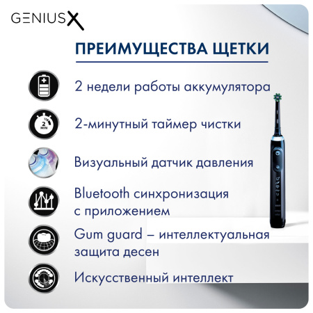 Электрическая зубная щетка Oral-B GeniusX 20000 Midnight Black (D706.513.6)