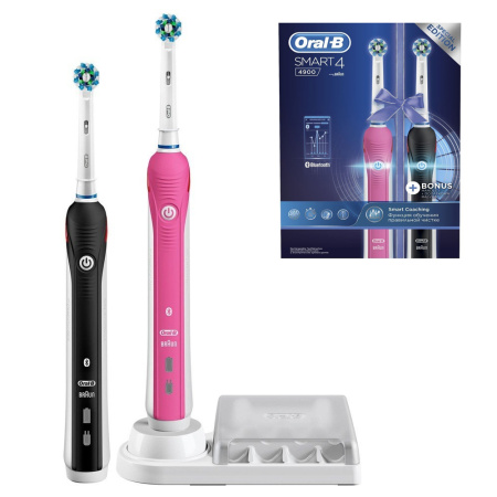 Набор из двух зубных щеток ORAL-B Smart4 4900 (Розовая + Черная, D601.525.3H)