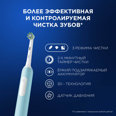 Электрическая зубная щетка ORAL-B PRO 1 CrossAction (D305.513.3) ГОЛУБАЯ