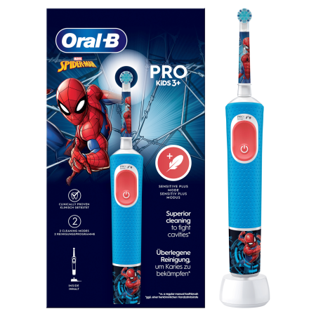 Электрическая зубная щетка Oral-B Pro Kids 3+ Spider Man (Человек-Паук) (D.103.413.2K)