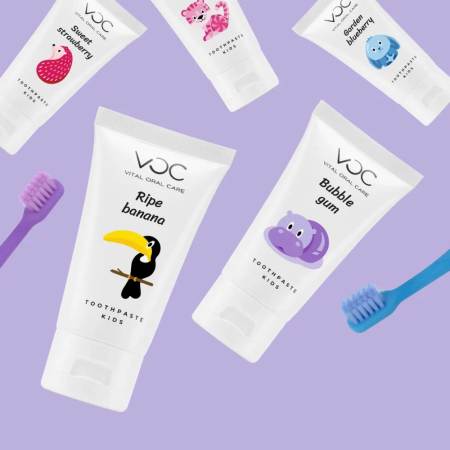 Детская зубная паста VOC kids F 1480 ppm "Садовая голубика", 50 мл Детская зубная паста VOC kids F 1480 ppm "Садовая голубика", 50 мл