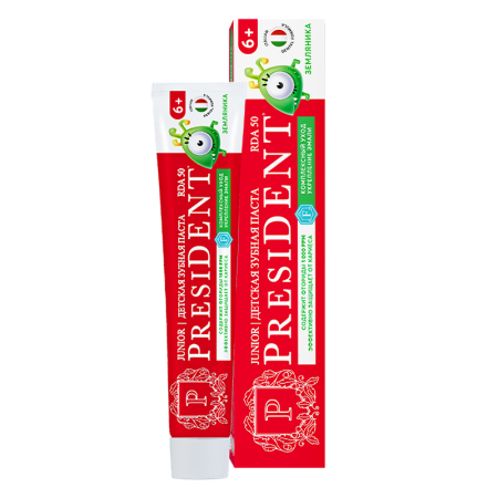 Детская зубная паста PresiDENT Junior (6+) Земляника, 70 г