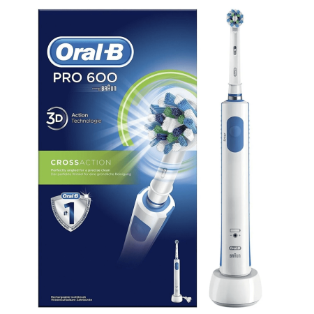Электрическая зубная щетка ORAL-B Pro 600 Cross Action (1 насадка, D16.513) БЕЛАЯ РУЧКА