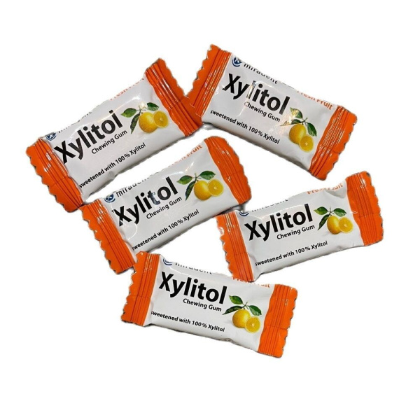 Жевательная резинка Miradent Xylitol Свежие фрукты, без диоксида титана -  100 шт.*2