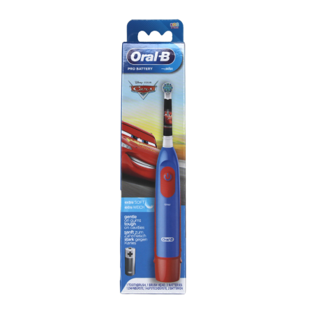 УЦЕНКА Электрическая щетка Oral-B PRO BATTERY на батарейках Тачки (3+) с насадкой Extra Soft (DB5.510.1K)