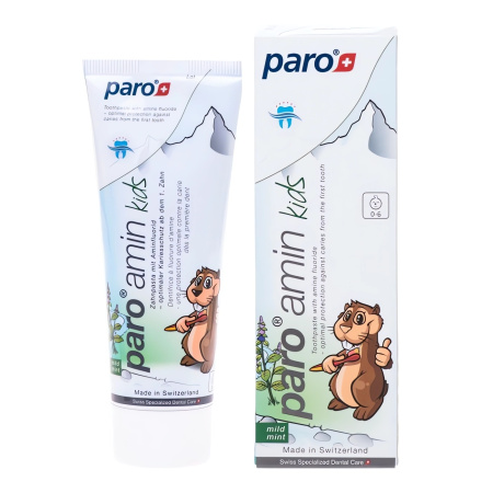 Детская зубная паста Paro amin kids с пантенолом от 0 до 6 лет, 75 мл Детская зубная паста Paro amin kids с пантенолом от 0 до 6 лет, 75 мл