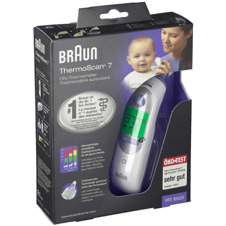 Ушной термометр с подогревом наконечника Braun ThermoScan7 IRT6520, белый Ушной термометр с подогревом наконечника Braun ThermoScan7 IRT6520, белый