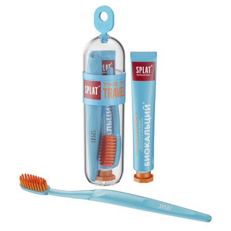 Набор SPLAT Prof BIOCALCIUM / БИОКАЛЬЦИЙ зубная паста 25 г + зубная щетка складная, средняя