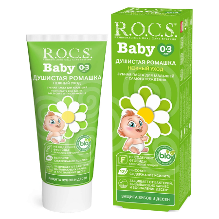 Зубная паста R.O.C.S. Baby Нежный уход. Душистая ромашка (0-3 года), 35 мл Зубная паста R.O.C.S. Baby Нежный уход. Душистая ромашка (0-3 года), 35 мл