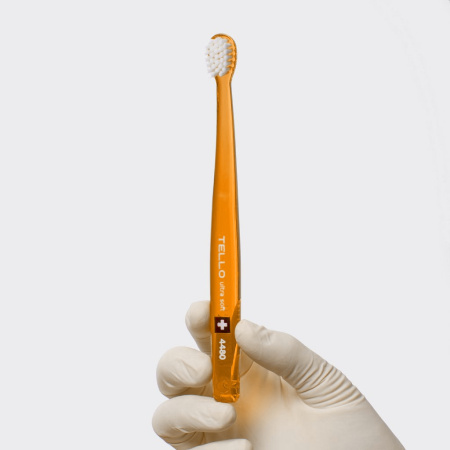 Детская зубная щетка TELLO 4480 ultra soft touch filaments (Black Edition Box) ОРАНЖЕВАЯ