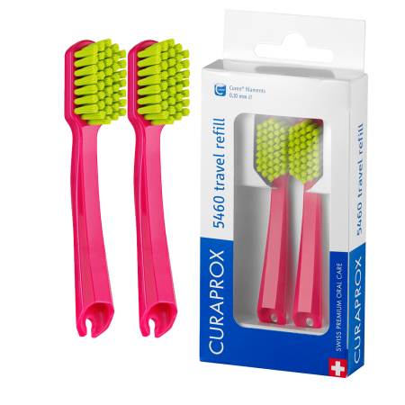 Сменные зубные щетки CURAPROX СS 5460 для дорожного набора BE YOU, 2 шт МАЛИНОВЫЕ