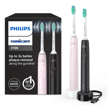 HX3675/15 - Набор электрических зубных щеток Philips Sonicare 3100 series, розовая и черная