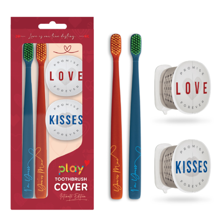 Набор 2 щетки twigo и 2 футляра play Flipper серия «iLOVE Признание» (красная/синяя)
