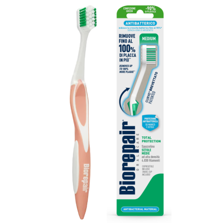 Зубная щетка Biorepair Total Protection cредней жесткости КИРПИЧНАЯ