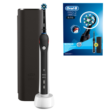 Электрическая зубная щетка Oral-B PRO2 2500 Black Edition, черная насадка + футляр (D501.513.2X)