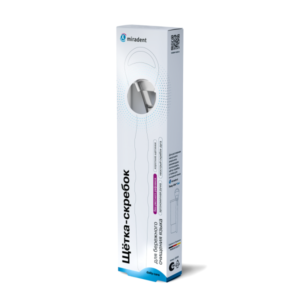 Щетка для чистки ЯЗЫКА Miradent Tong-Clin De Luxe, прозрачный