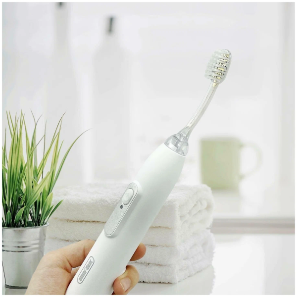 Ультразвуковая зубная щетка Emmi-Dent 6 Professional "White-NEW" - цвет БЕЛЫЙ матовый металлик