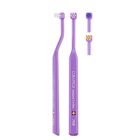 Зубная щетка CURAPROX 708 для имплантов и ортоконструкций (CS 708) ФИОЛЕТОВАЯ