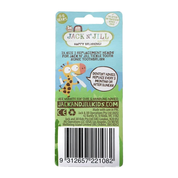 Jack N' Jill сменные насадки Tickle Tooth Sonic Toothbrush Replacement Heads (2 шт)