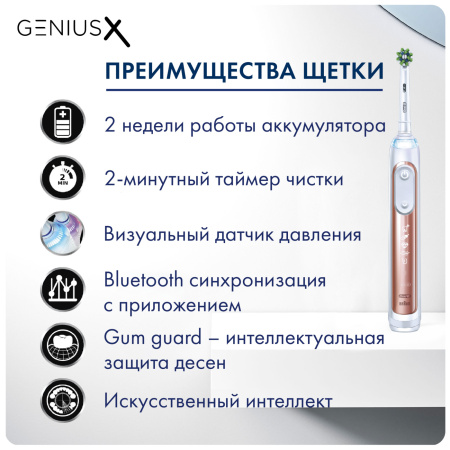 Электрическая зубная щетка Oral-B Genius X Rose Gold Розовое золото (D706.513.6)