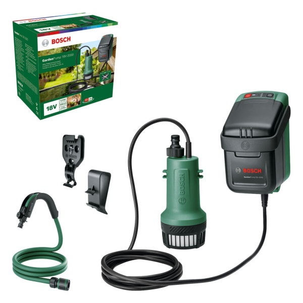 Аккумуляторный насос для дождевой воды Bosch GardenPump 18V-2000 (без аккумулятора)