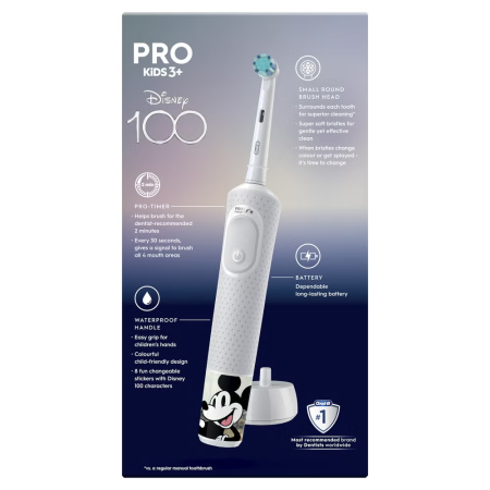 Электрическая зубная щетка Oral-B Vitality Pro Kids Disney 100 (3+) с футляром (D103.413.2KX)