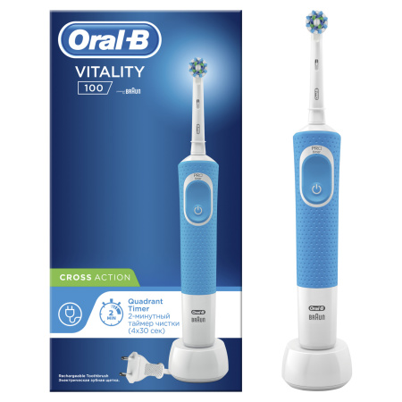 Электрическая зубная щетка Oral-B Vitality 100 CrossAction ГОЛУБАЯ (D100.413.1)