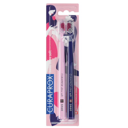 Набор зубных щеток CURAPROX CS5460/2 "ultrasoft" Duo Love (2 шт.) Розовый/Синий