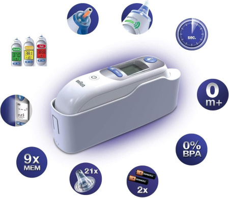 Ушной термометр с подогревом наконечника Braun ThermoScan7 IRT6520, белый Ушной термометр с подогревом наконечника Braun ThermoScan7 IRT6520, белый