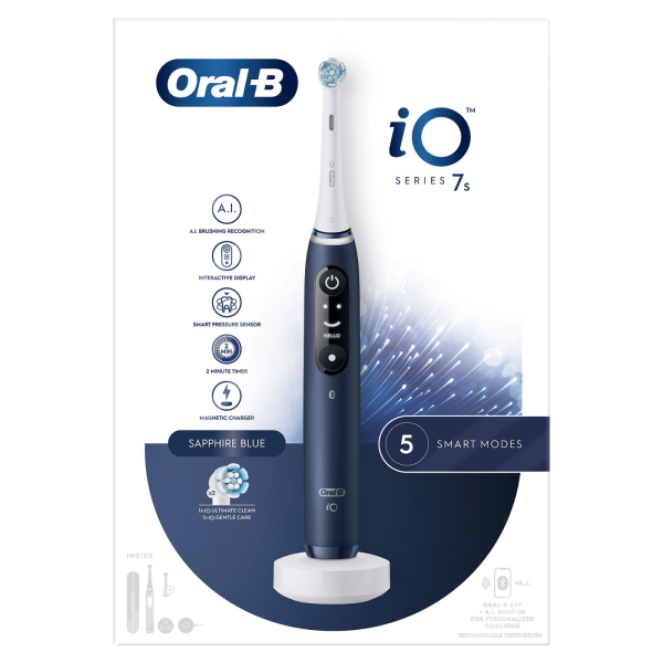Электрическая зубная щетка Oral-B iO Series 7s Sapphire Blue, 2 насадки, iOM7. 2I1.3BC Электрическая зубная щетка Oral-B iO Series 7s Sapphire Blue, 2 насадки, iOM7. 2I1.3BC