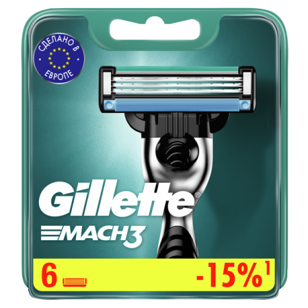 Сменные Кассеты Gillette Mach3 Для Мужской Бритвы с 3 лезвиями, 6 шт
