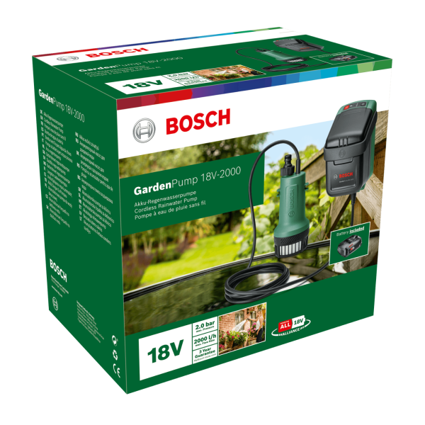 Аккумуляторный насос для дождевой воды Bosch GardenPump 18 (с аккумулятором)