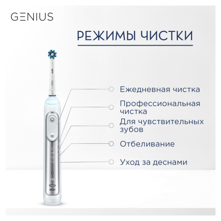 Электрическая зубная щетка Oral-B Genius 8000 (3 насадки) - БЕЛАЯ (D701.535.5XC)
