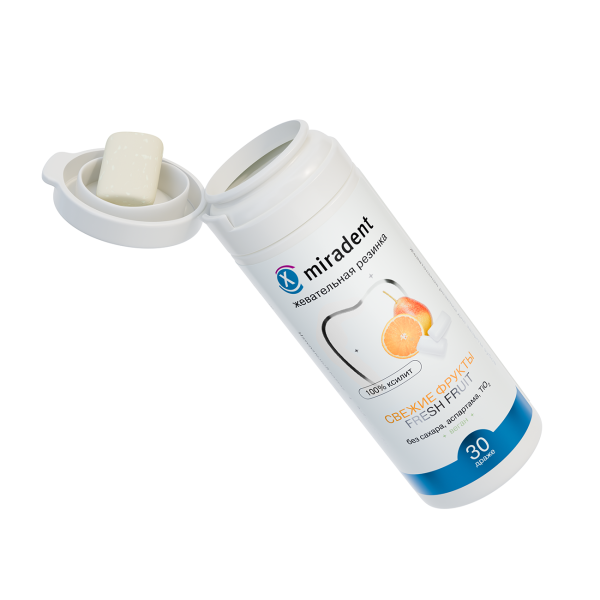 Жевательная резинка Miradent Xylitol с фруктовым вкусом (30 шт), 30 г