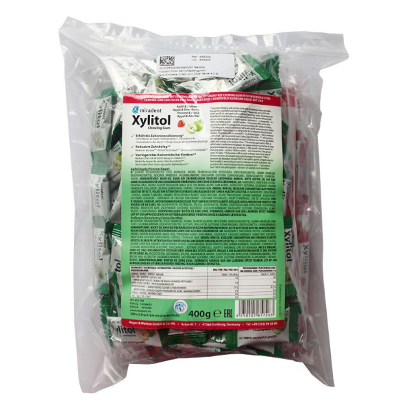 Жевательная резинка Miradent Xylitol - Земляника и Яблоко (200 шт х 2 шт)