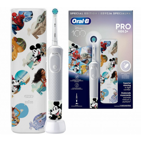 Электрическая зубная щетка Oral-B Vitality Pro Kids Disney 100 (3+) с футляром (D103.413.2KX)