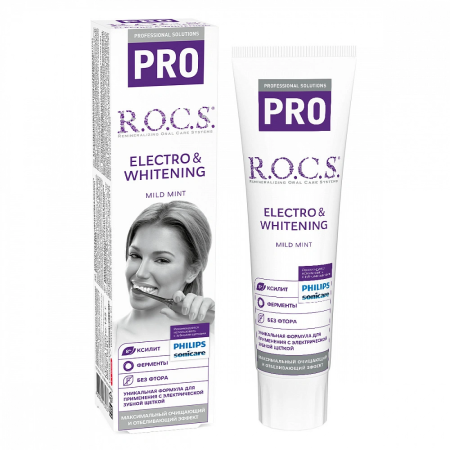 БОЛЬШАЯ Зубная паста R.O.C.S. PRO Electro&Whitening Mild Mint, 100 мл