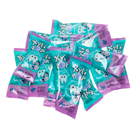 НАБОР Леденцов Miradent XyliPOP на палочке из ксилита ГОЛУБИКА, 50 шт