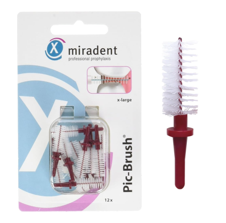 Ершики запасные Miradent Pic-Brush BORDEAUX (бордовые, 12 шт)